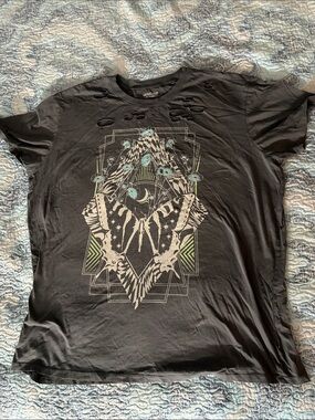 Heritage by Torrid Women’s Short Sleeve Graphic Tee with Moth and Floral Print
